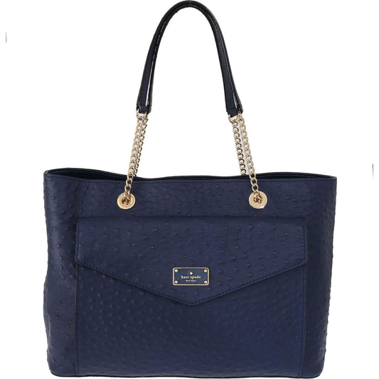 Kate Spade Elegant Ostrich Leather Handbag in Blue WOMAN HANDBAG Kate Spade