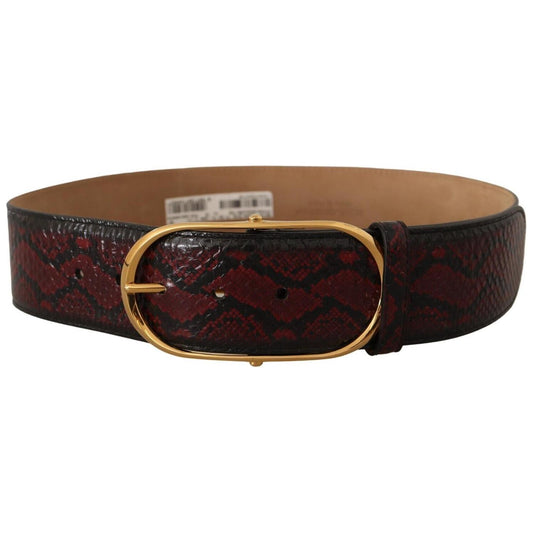 Dolce & Gabbana Red Exotic Leather Gold Oval Buckle Belt