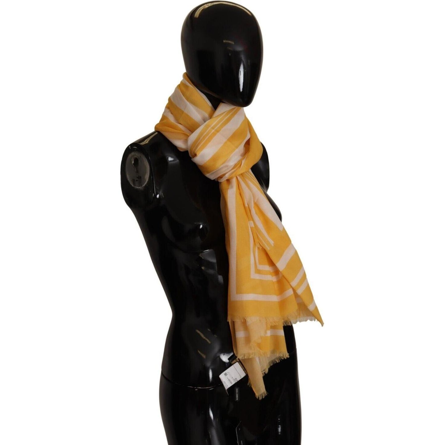 Dolce & Gabbana Elegant Striped Cotton Scarf with Logo Print Dolce & Gabbana