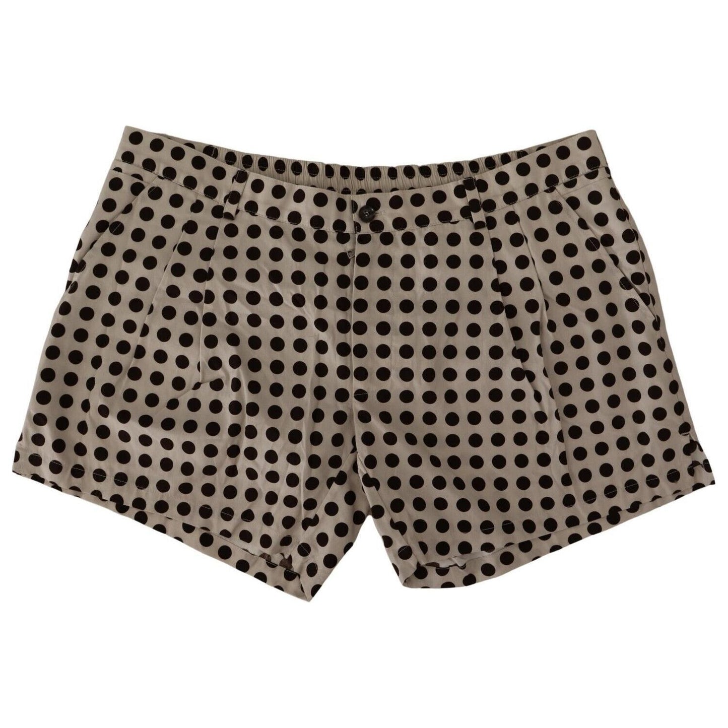 Dolce & Gabbana Black White Polka Dots Cotton Linen Shorts