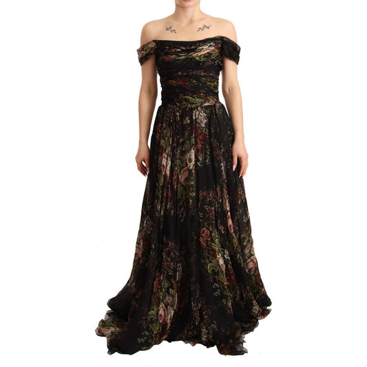 Dolce & Gabbana Floral Silk Off-Shoulder Long Dress Dolce & Gabbana