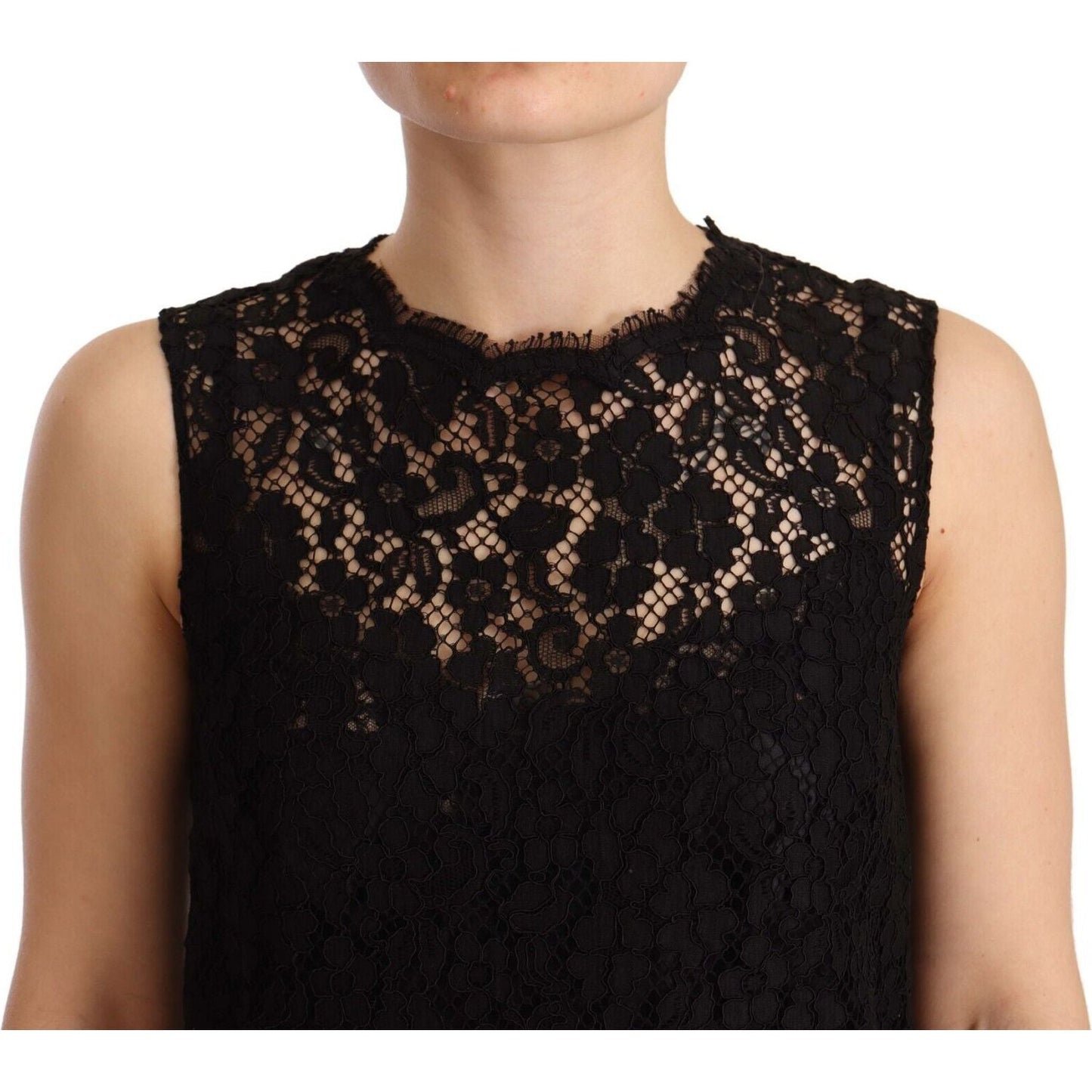 Dolce & Gabbana Elegant Floral Lace Sheath Dress in Black Dolce & Gabbana