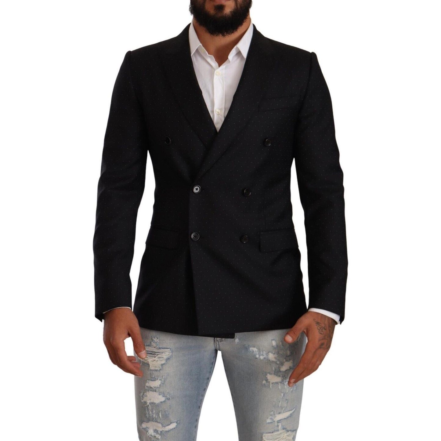 Dolce & Gabbana Elegant Black Dotted Formal Blazer Dolce & Gabbana