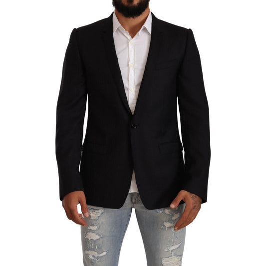 Dolce & Gabbana Exclusive Black Virgin Wool Blazer Dolce & Gabbana