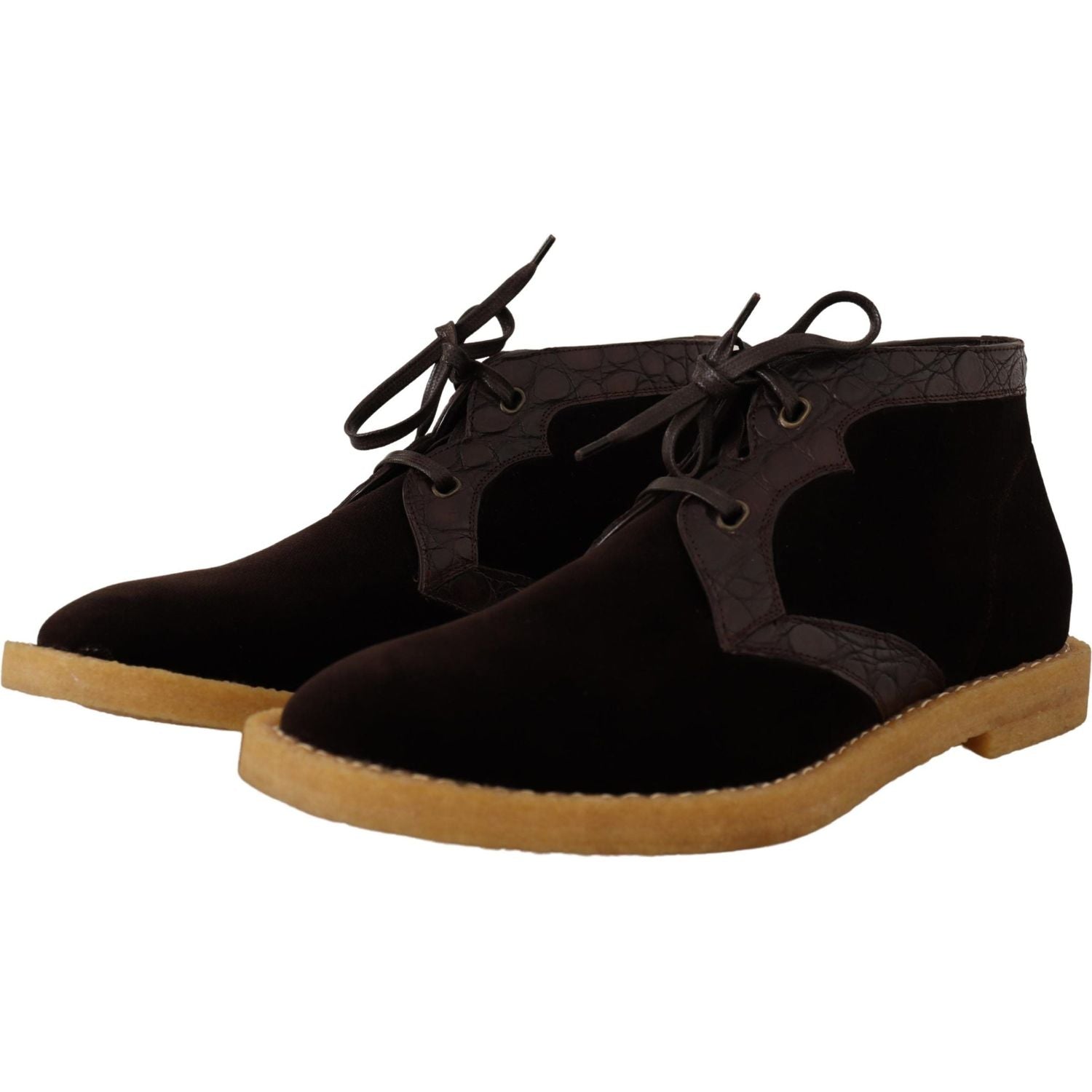 حذاء الكاحل من جلد الكايمان الغريب من دولتشي آند غابانا باللون البني