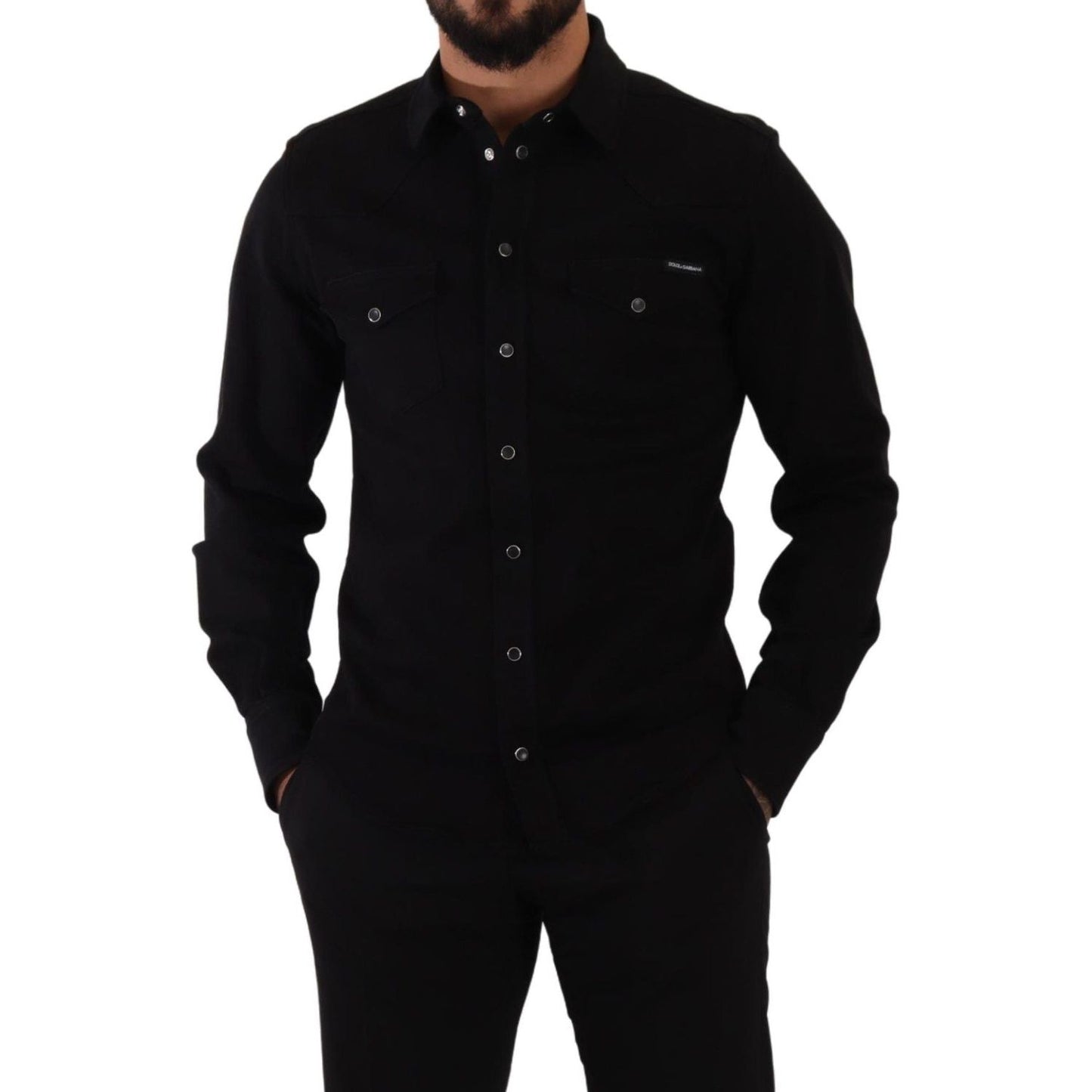 Dolce & Gabbana Slim Fit Casual Black Designer Shirt Dolce & Gabbana