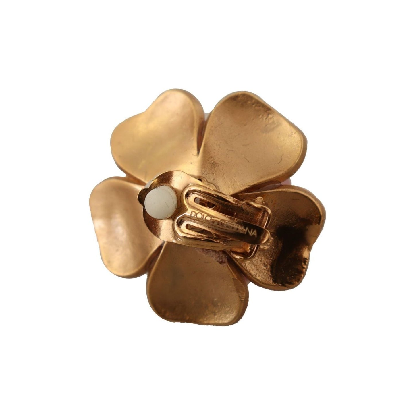 Dolce & Gabbana Gold Tone Maxi Faux Pearl Floral Clip-on Jewelry Earrings