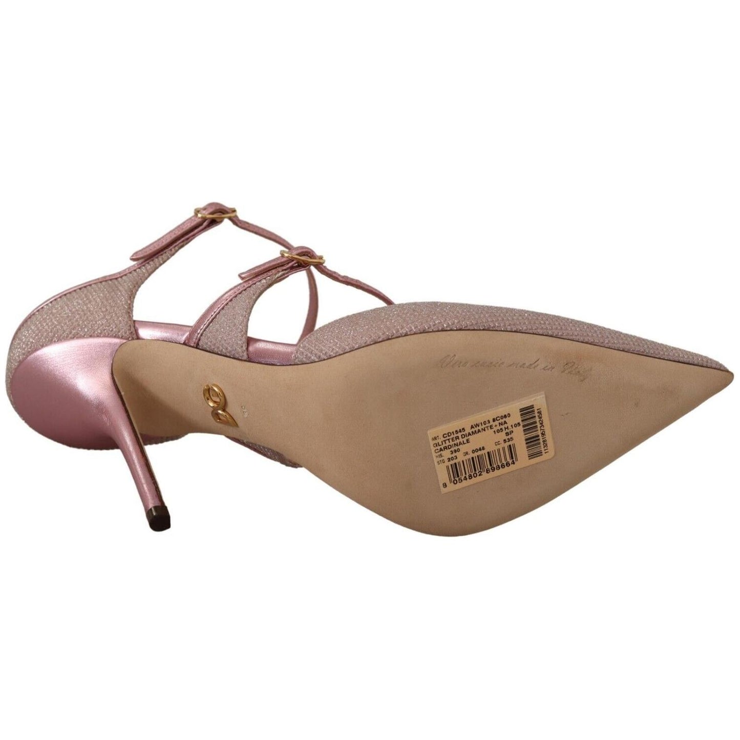 Dolce & Gabbana Pink Glittered Strappy Sandals Mary Jane Shoes