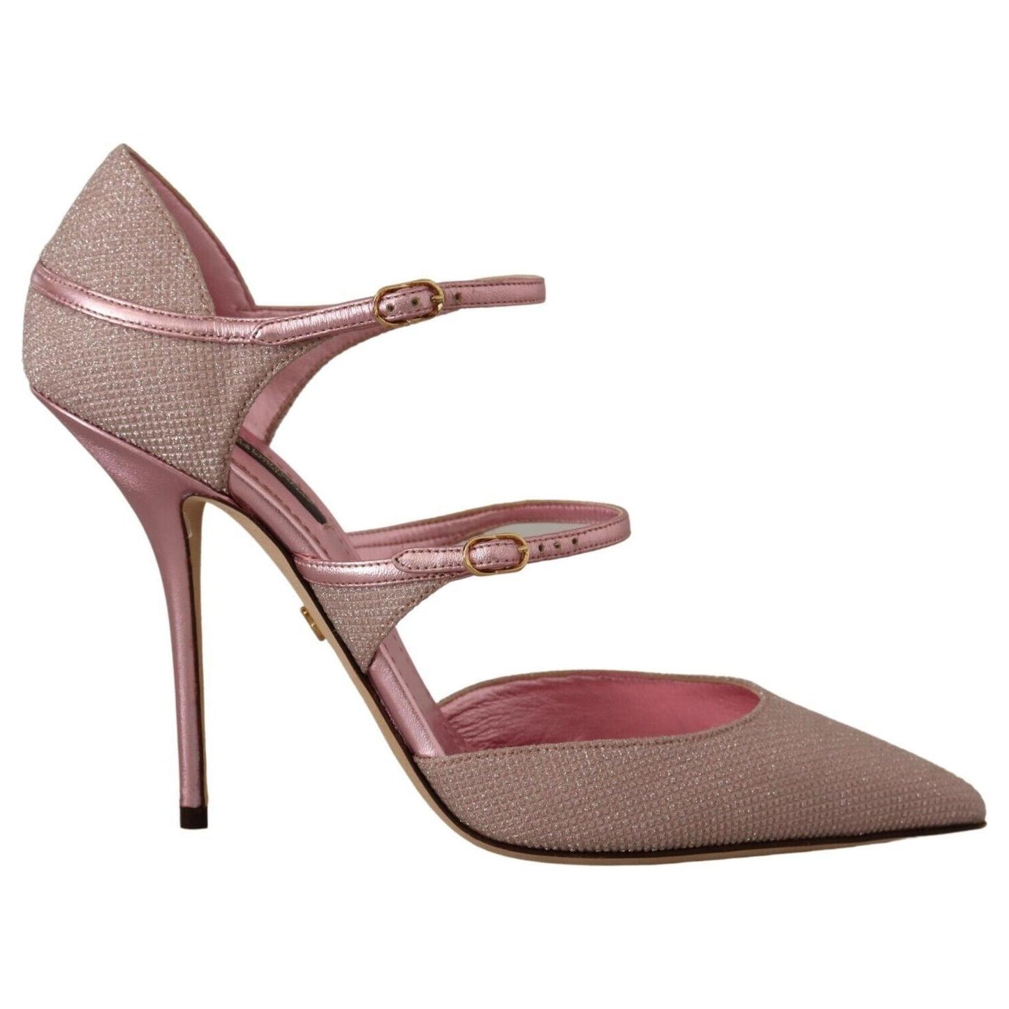 Dolce & Gabbana Pink Glittered Strappy Sandals Mary Jane Shoes