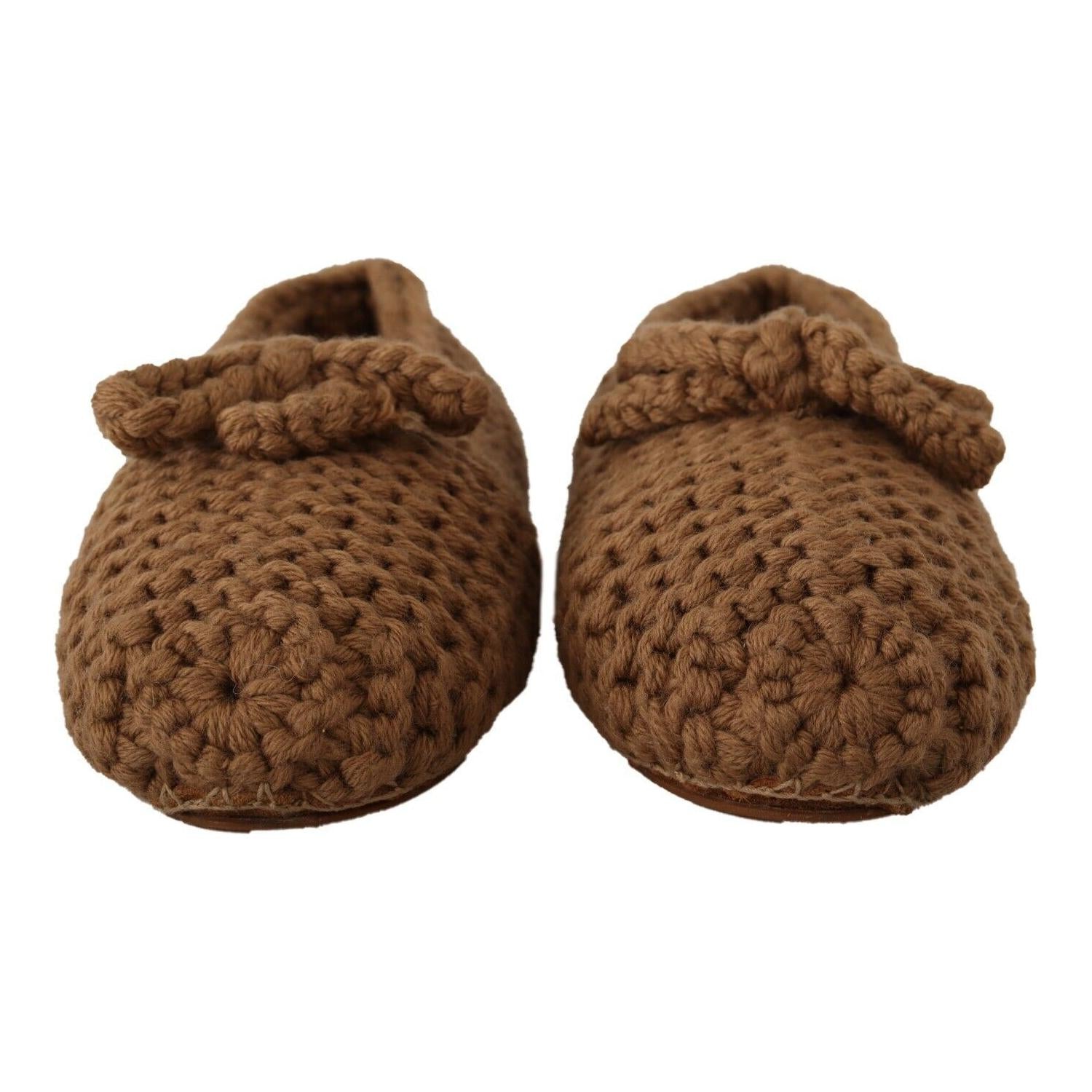 حذاء باليرينا أنيق من الصوف المحبوك باللون البني من دولتشي آند غابانا