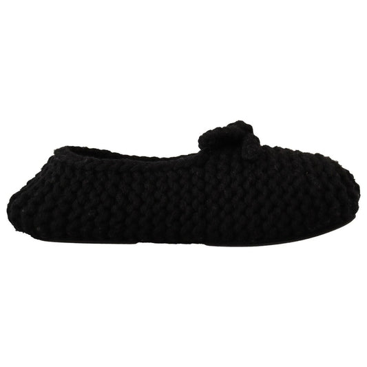 Dolce & Gabbana Elegant Black Wool Knit Ballet Flats Dolce & Gabbana