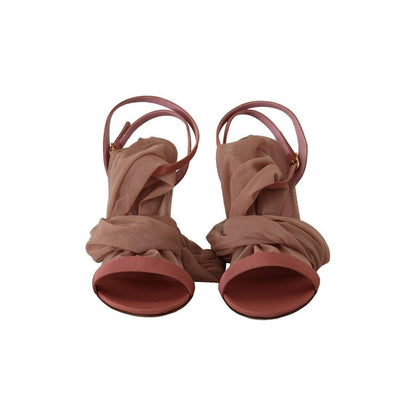 Dolce & Gabbana Pink Tulle Stretch Ankle Strap Sandals Shoes