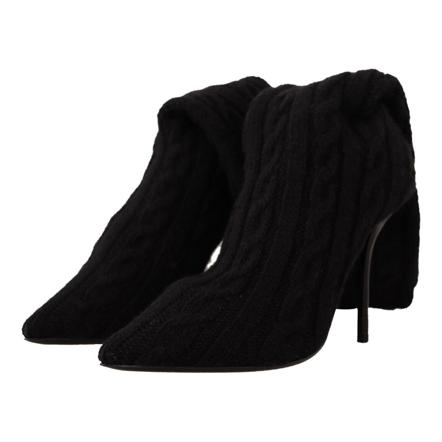 Dolce & Gabbana Black Stretch Socks Knee High Booties Shoes