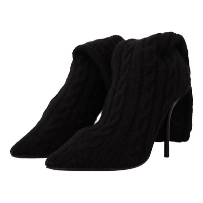 Dolce & Gabbana Black Stretch Socks Knee High Booties Shoes