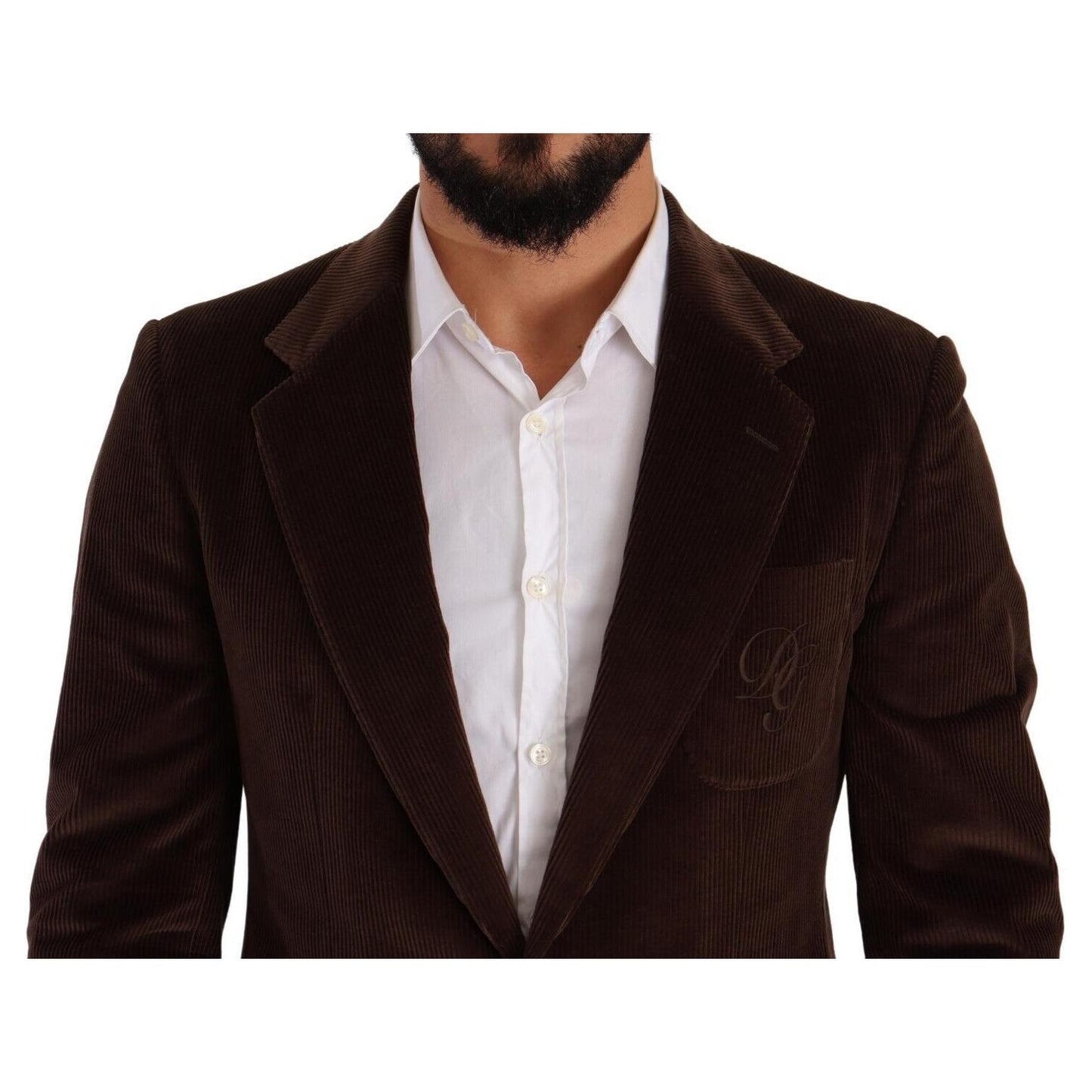 Dolce & Gabbana Elegant Brown Corduroy Slim Fit Blazer Dolce & Gabbana