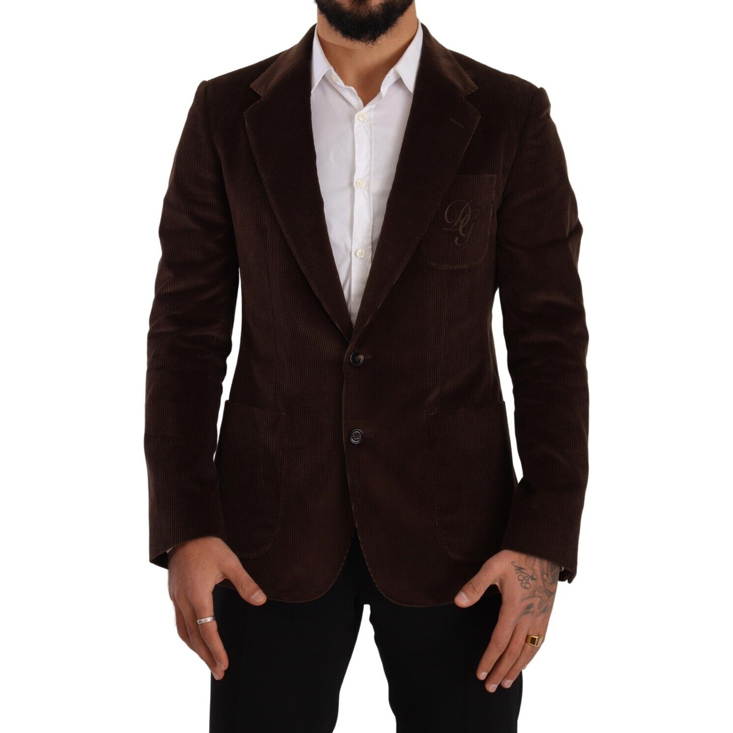 Dolce & Gabbana Elegant Brown Corduroy Slim Fit Blazer Dolce & Gabbana