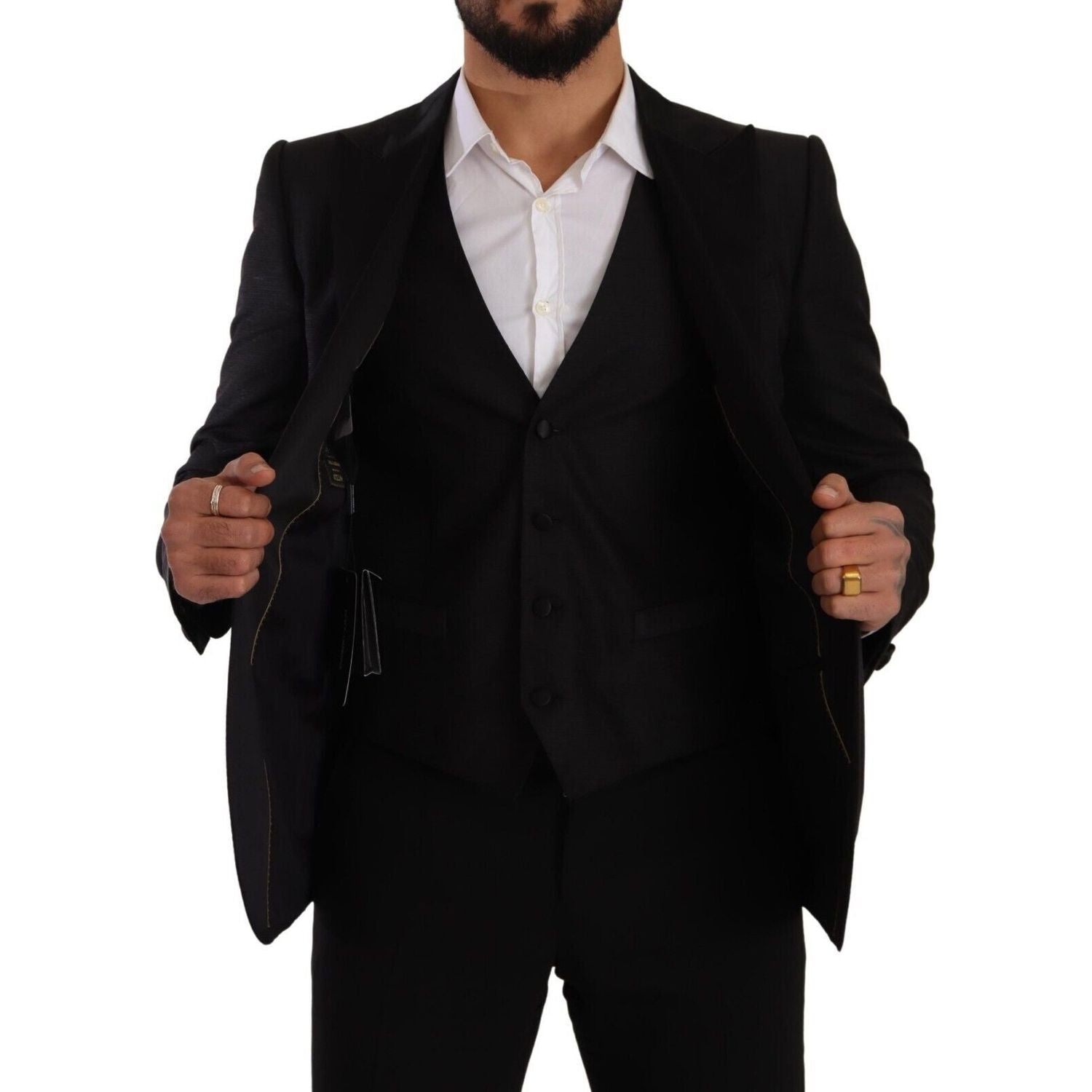 Sicilia 修身黑色西装套装