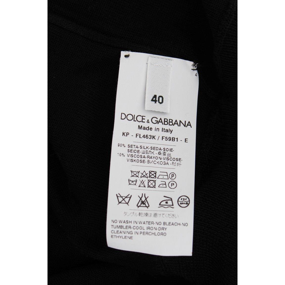 优雅黑色丝绸花卉 Polo 衫