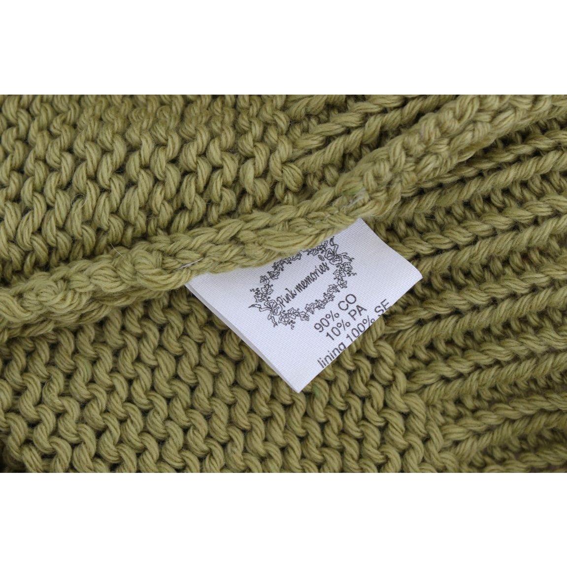 优雅绿色针织无袖背心毛衣