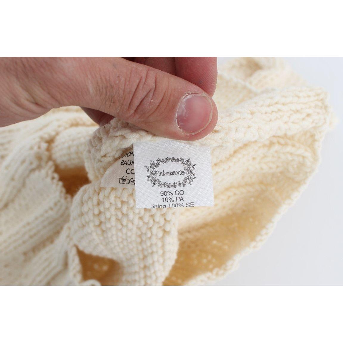 米色无袖棉混纺背心毛衣