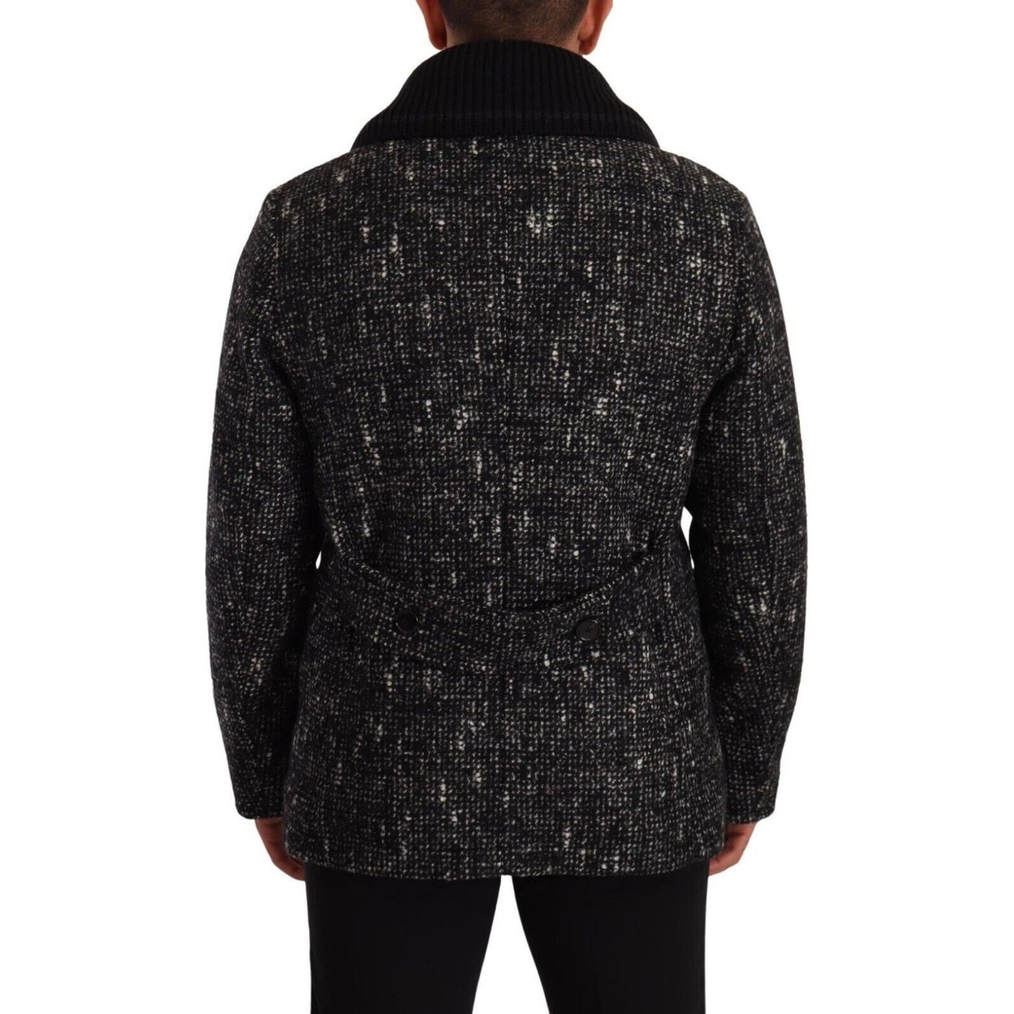 Dolce & Gabbana Black Wool Double Breasted Coat Men Jacket