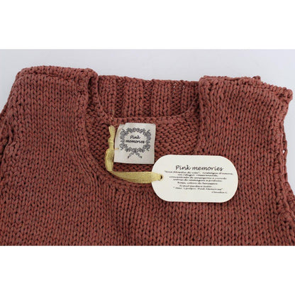 PINK MEMORIES Red Cotton Blend Knitted Sleeveless Sweater