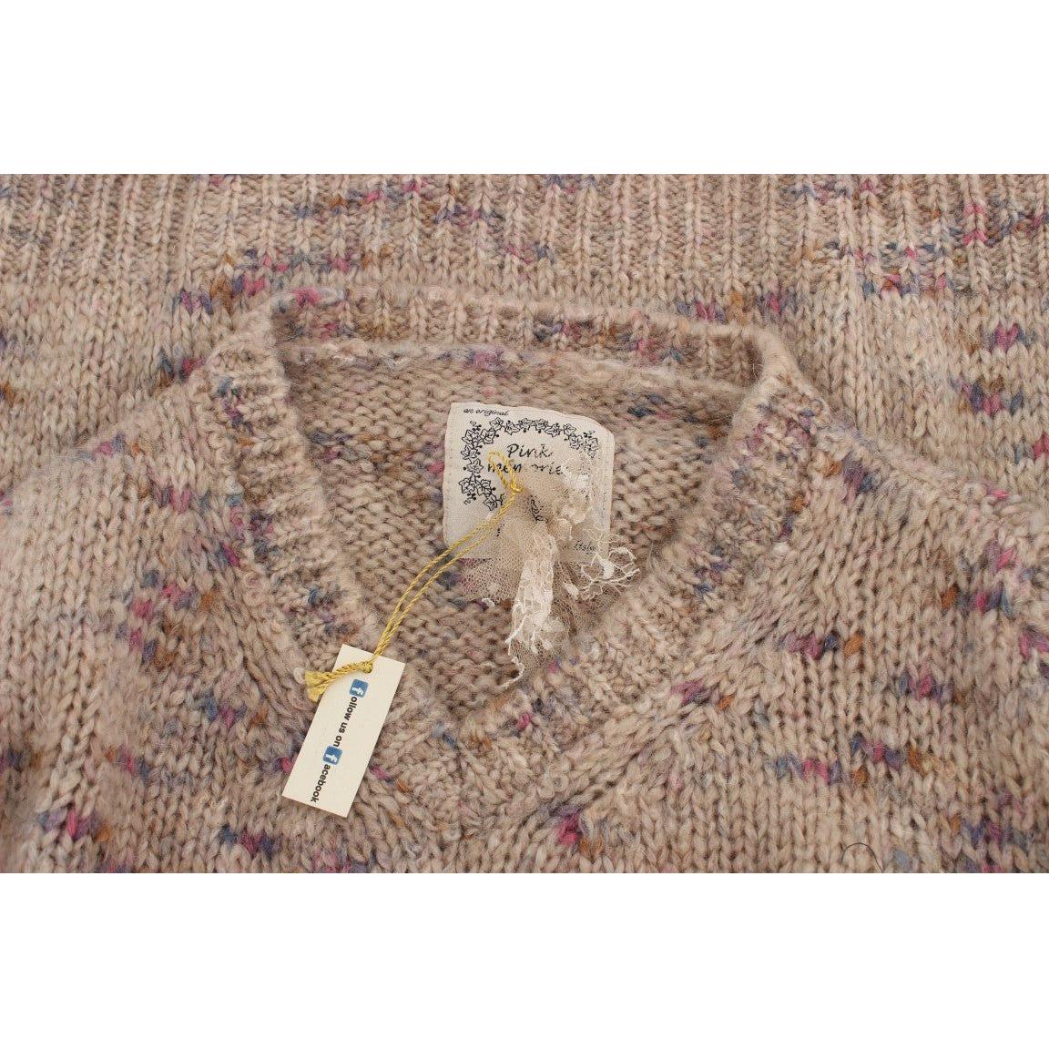 PINK MEMORIES Beige Wool Blend Knitted Oversize Sweater