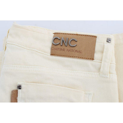 Costume National White Cotton Stretch Flare Jeans