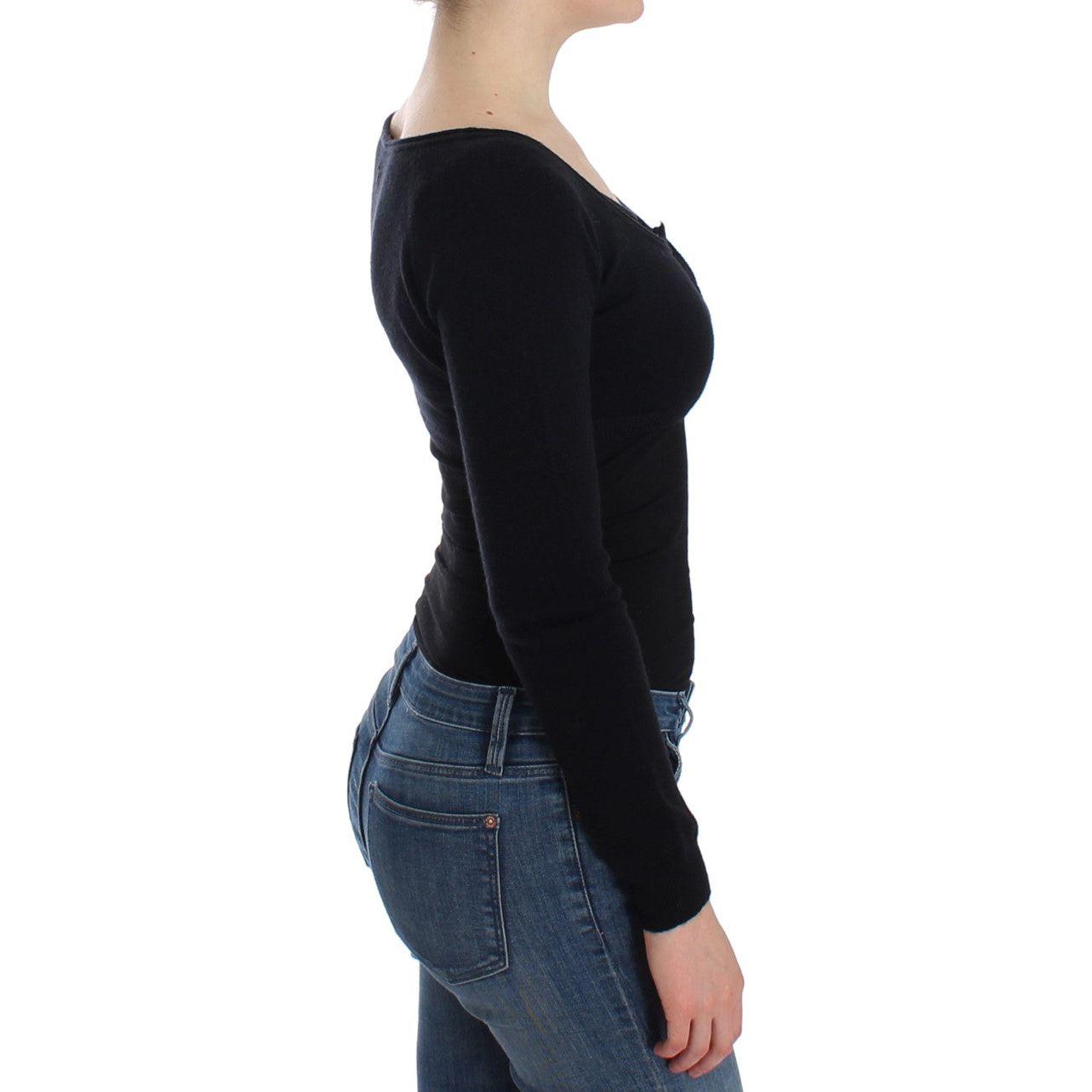 时尚短款黑色羊毛羊绒毛衣