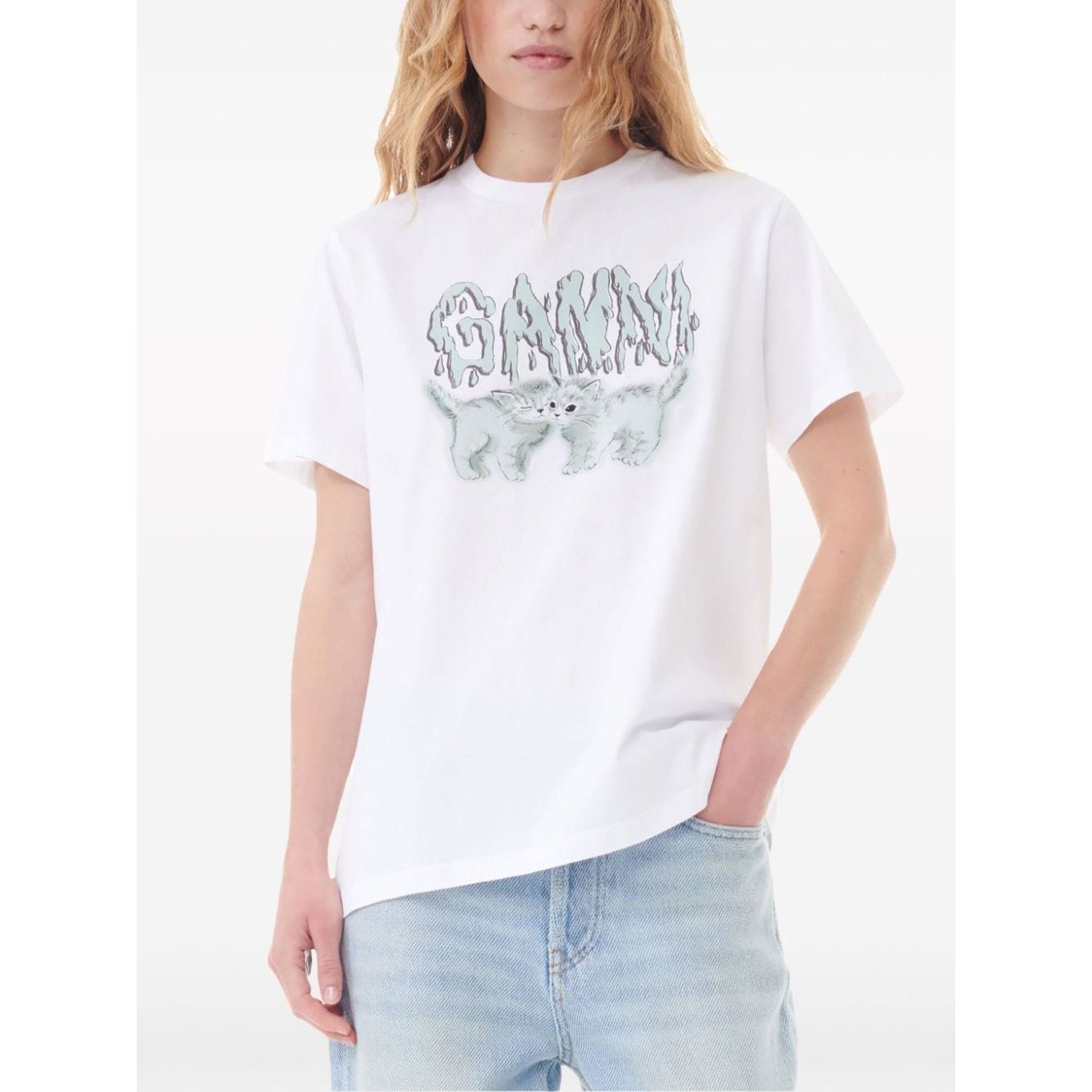 GANNI T-shirts and Polos White Topwear Ganni