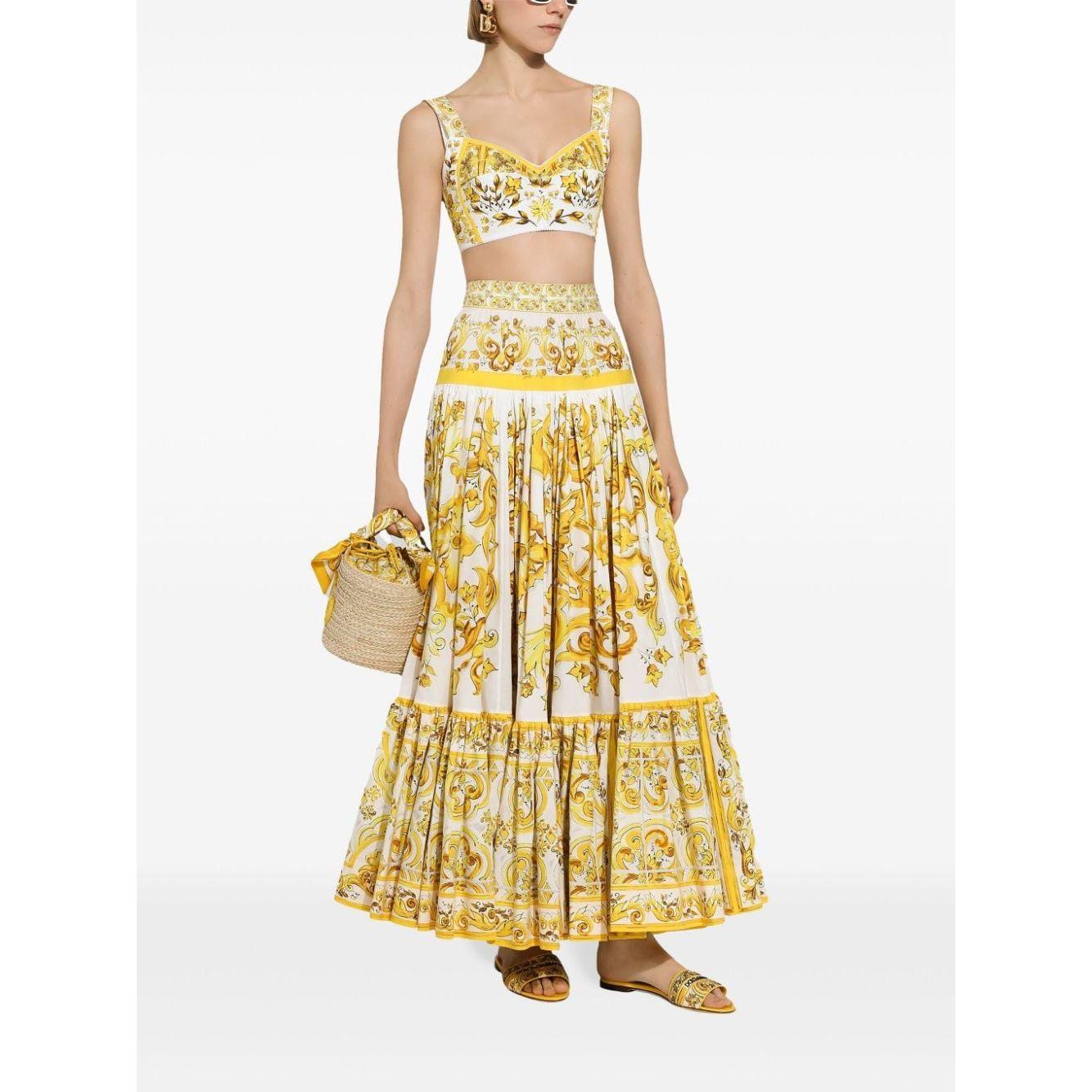 Dolce & Gabbana cotton poplin Skirts Yellow Skirts Dolce & Gabbana