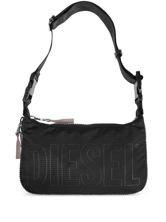 Diesel black grid pattern logo print Handbag Shoulder Diesel