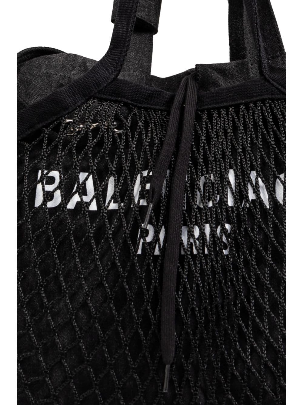 Balenciaga Black Cotton Canvas Fishnet Layer Tote Bag Shopper Balenciaga