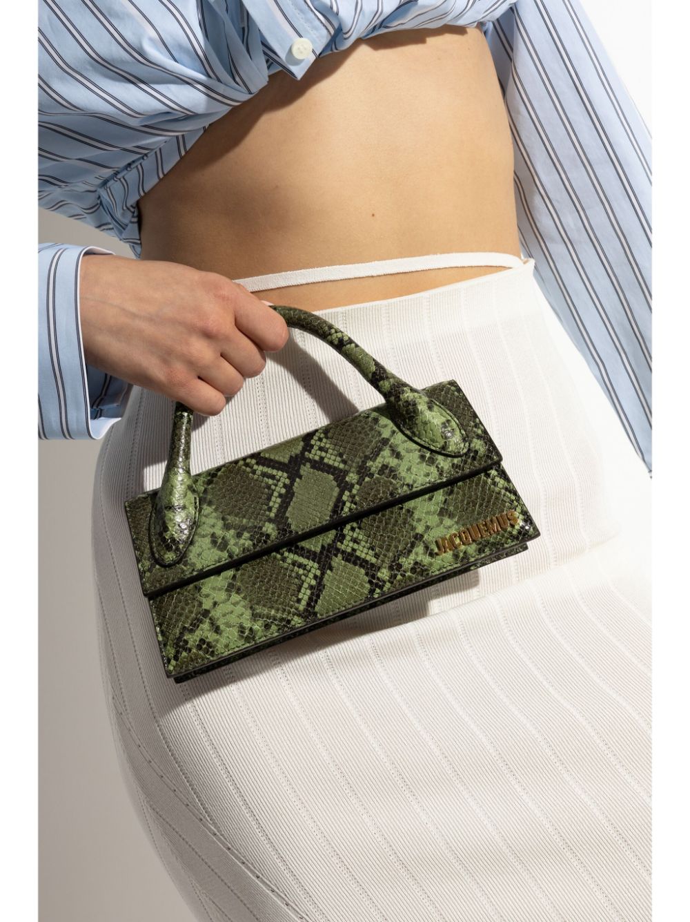 JACQUEMUS green calf leather snakeskin effect Bag Handbag JACQUEMUS