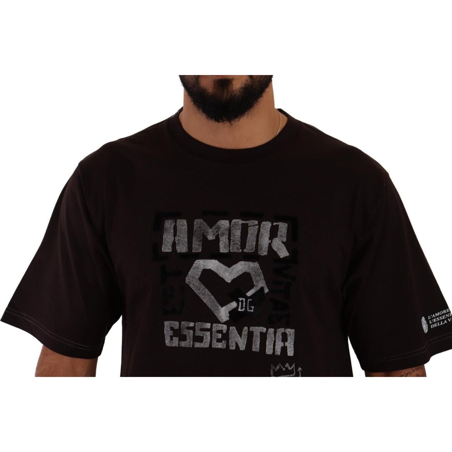 Dolce & Gabbana Bordeaux Cotton L-Amore Print Crewneck T-shirt