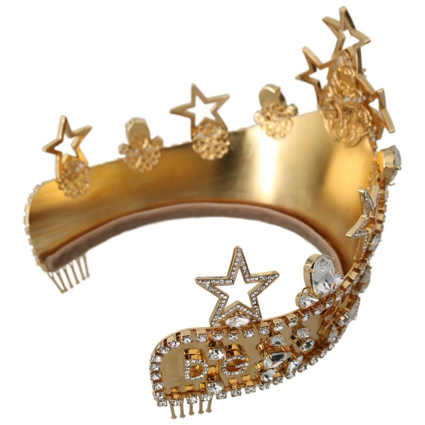 Dolce & Gabbana Regal Crystal Diadem Gold Tiara Dolce & Gabbana