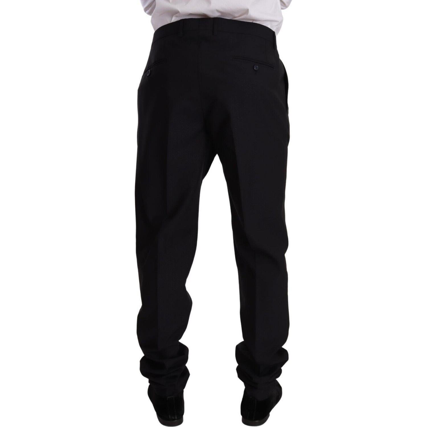 优雅海军蓝修身羊毛丝绸两件套西装