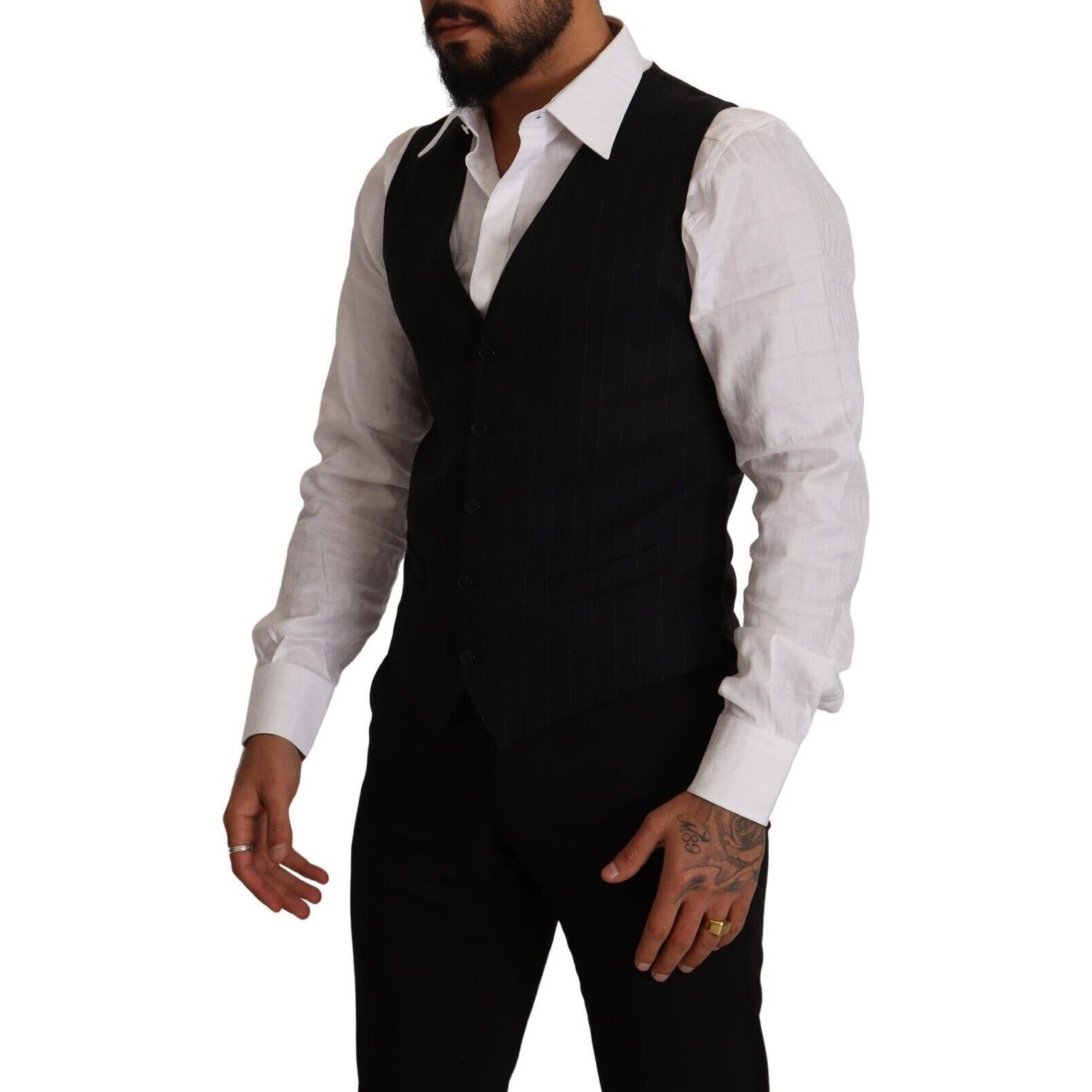 优雅蓝色条纹连衣裙背心