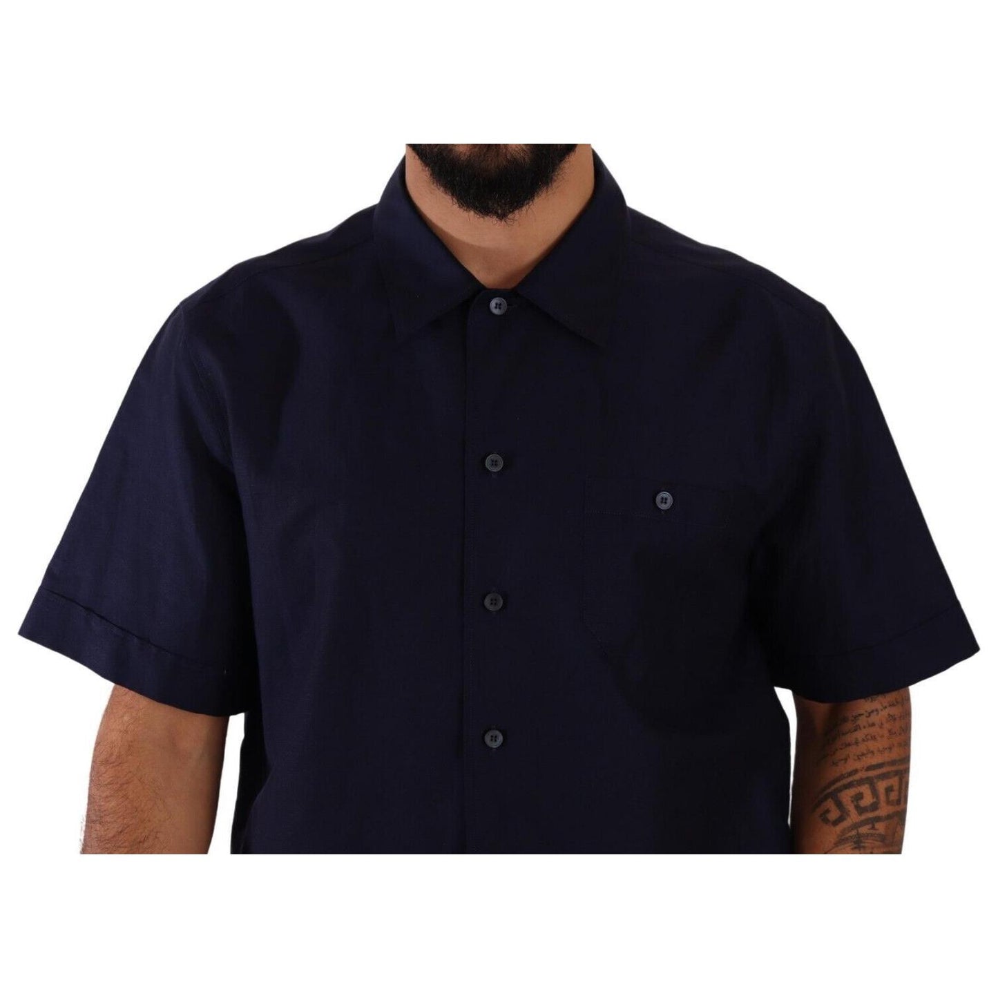 Dolce & Gabbana Elegant Navy Blue Button-Down Casual Shirt Dolce & Gabbana