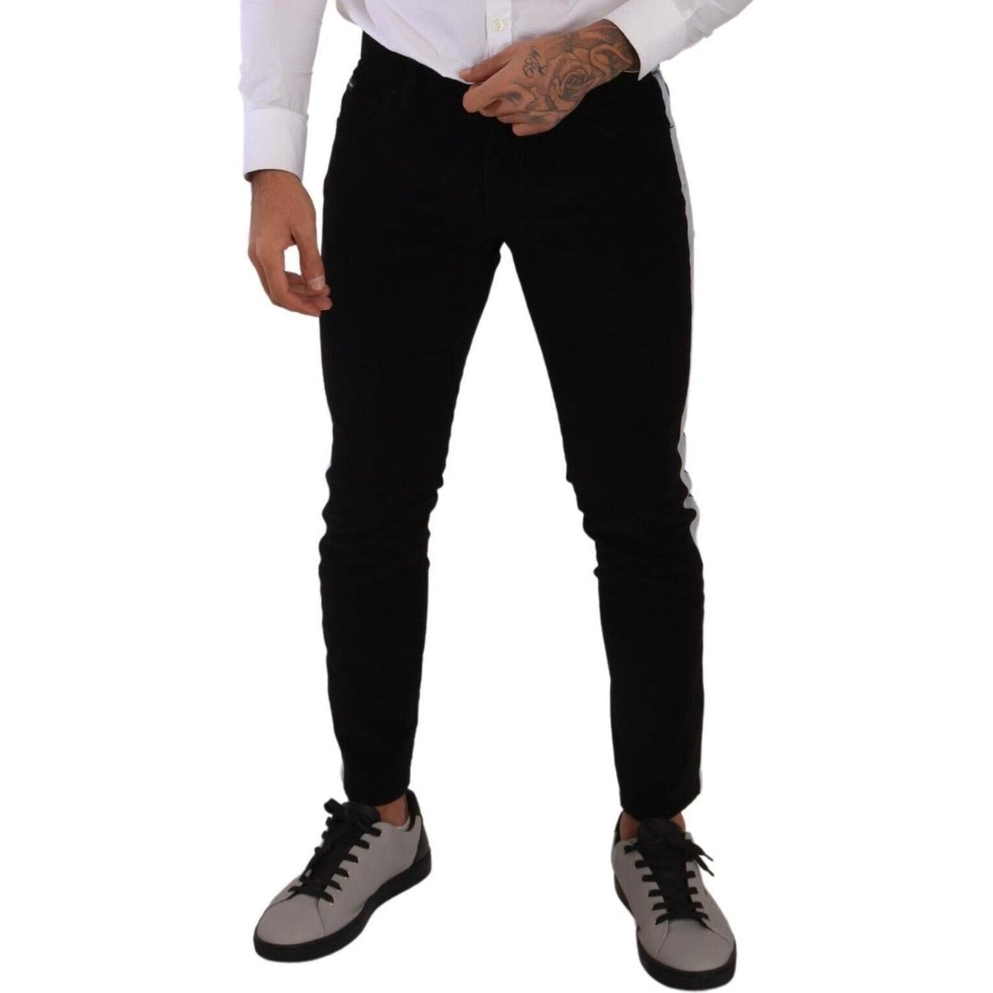 Dolce & Gabbana Black Cotton Stretch Skinny Corduroy Jeans