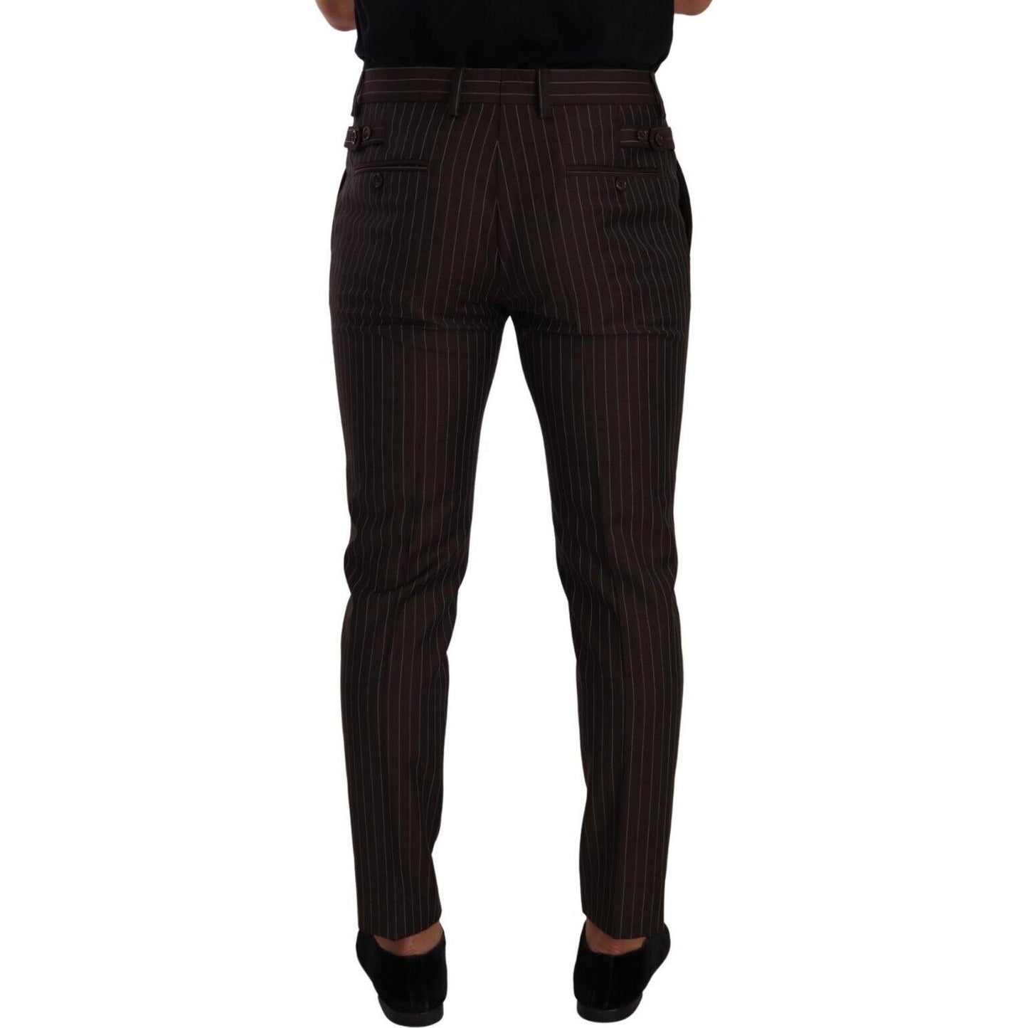 Dolce & Gabbana Elegant Brown Striped Woolen Men's Trousers Dolce & Gabbana