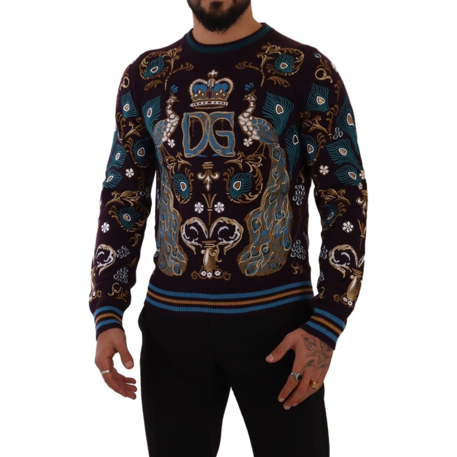 优雅波尔多羊绒圆领毛衣