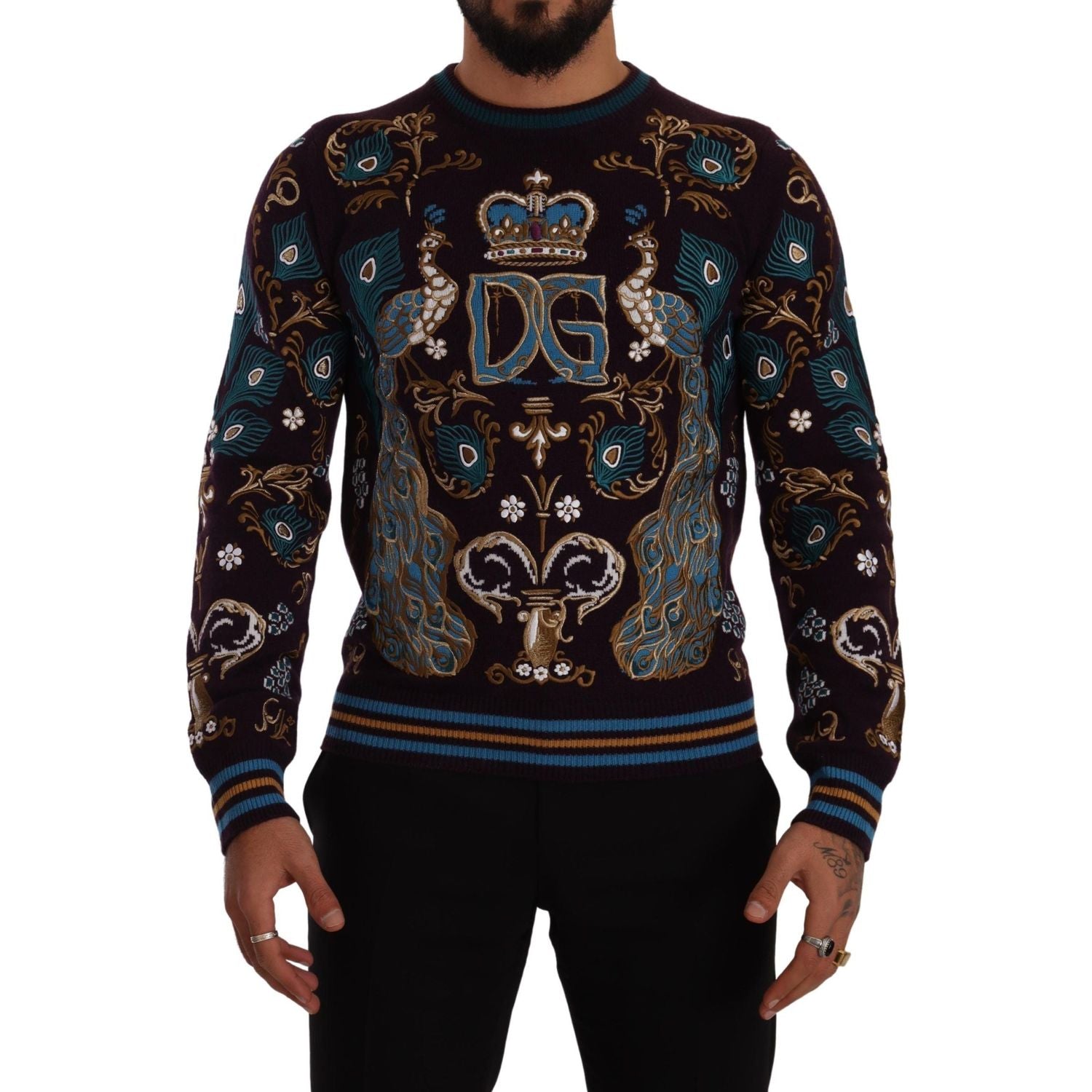 优雅波尔多羊绒圆领毛衣