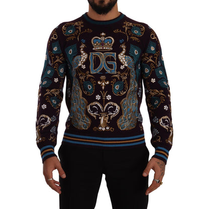 Dolce & Gabbana Bordeaux Cashmere DG Crown Embroidered Sweater
