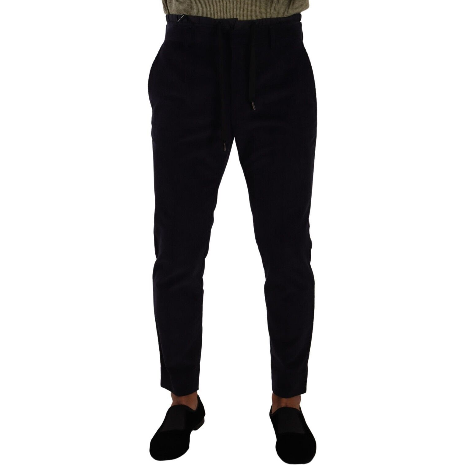 Dolce & Gabbana Blue Cotton Skinny Corduroy Trouser Pants