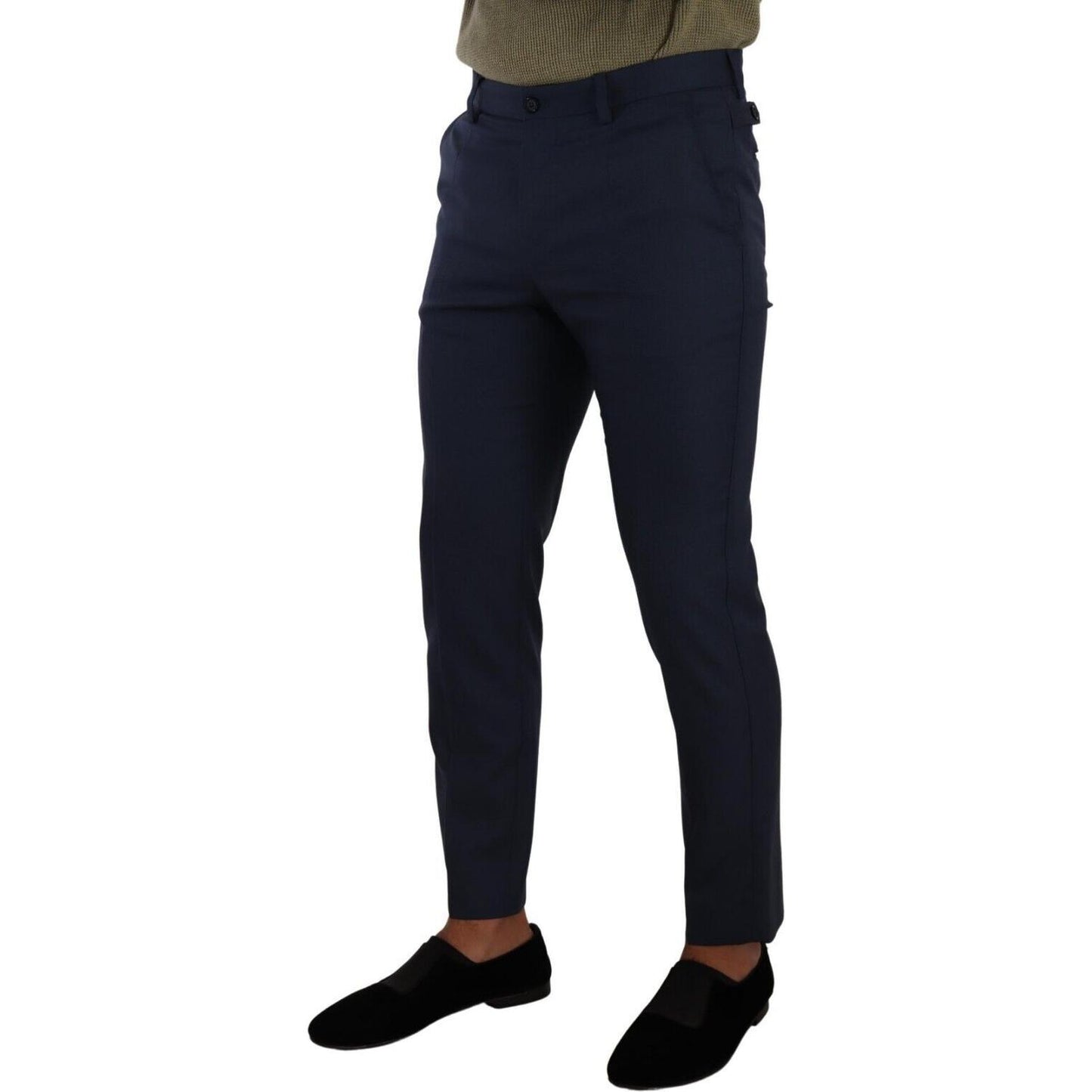 Dolce & Gabbana Elegant Dark Blue Slim-Fit Dress Pants Dolce & Gabbana