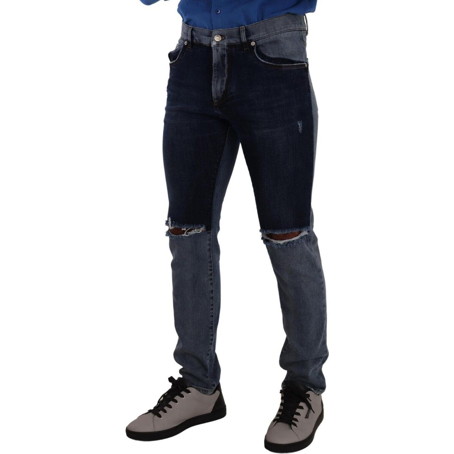 Dolce & Gabbana Chic Slim Fit Tattered Denim Dolce & Gabbana