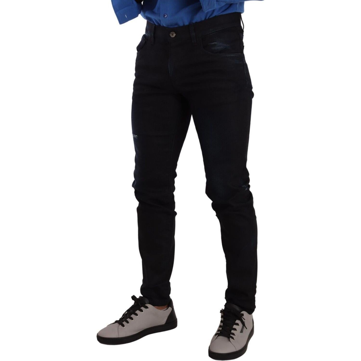 Dolce & Gabbana Blue Cotton Stretch Skinny Denim Trouser Jeans