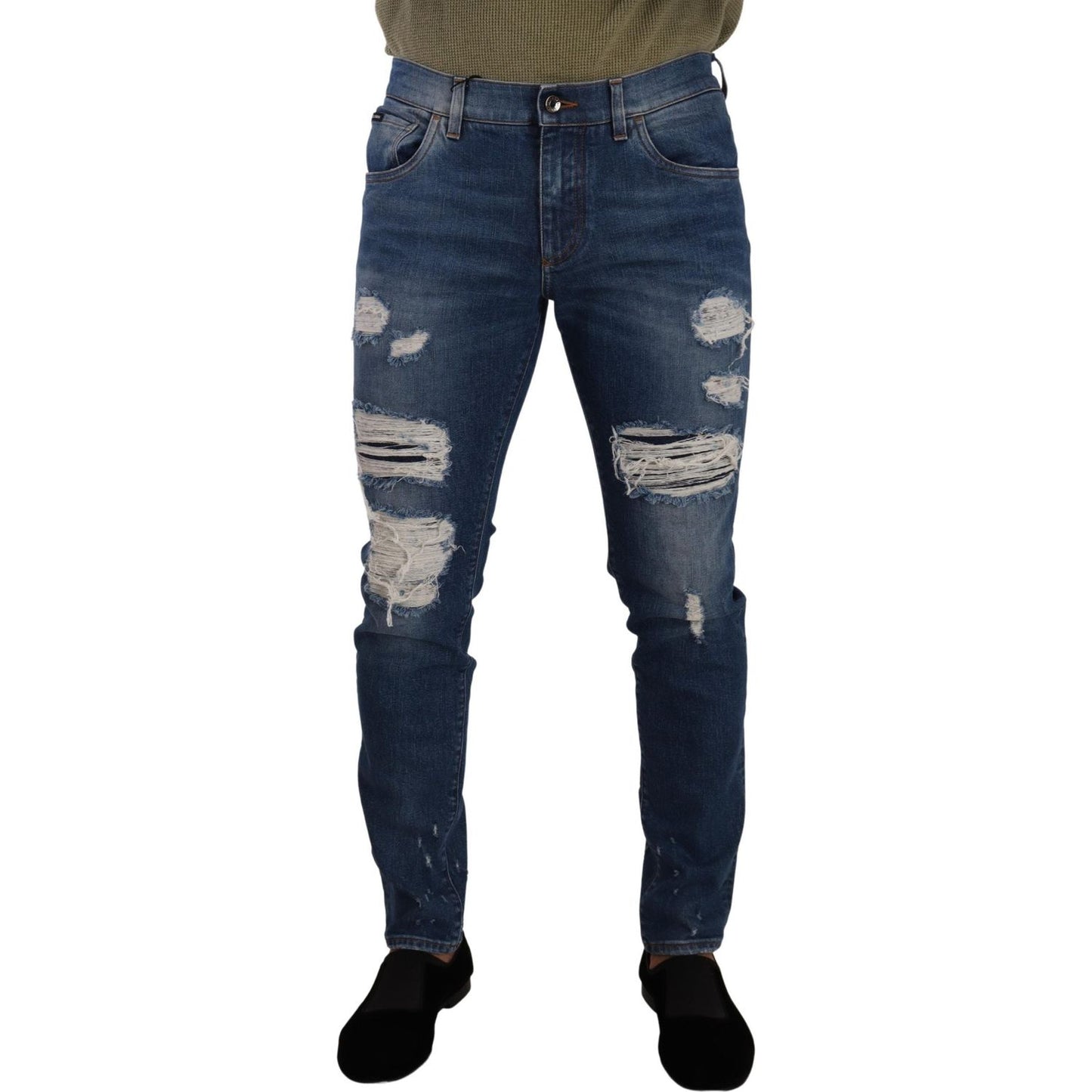 Dolce & Gabbana Elegant Distressed Slim Fit Denim Jeans Dolce & Gabbana