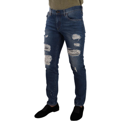 Dolce & Gabbana Blue Wash Cotton Stretch Slim Fit Denim Jeans